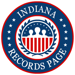 A red, white, and blue round logo with the words Indiana Records Page