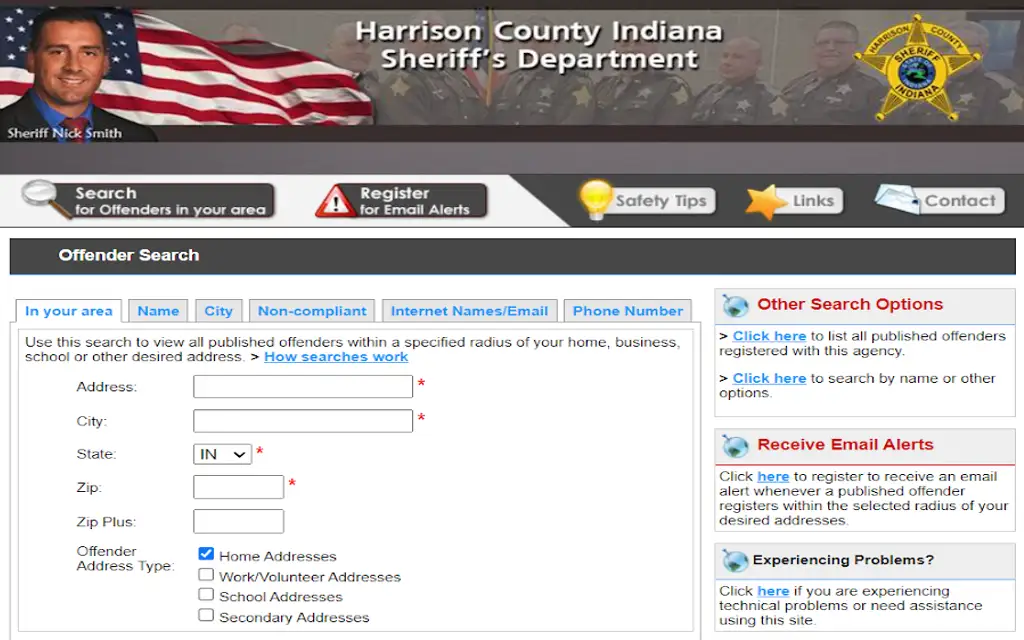 The Harrison county Sheriff Departments sexual predator search feature. 