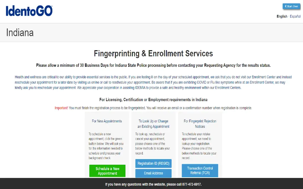 Identgo, where Indiana residents can submit fingerprints in order to obtain criminal records. 